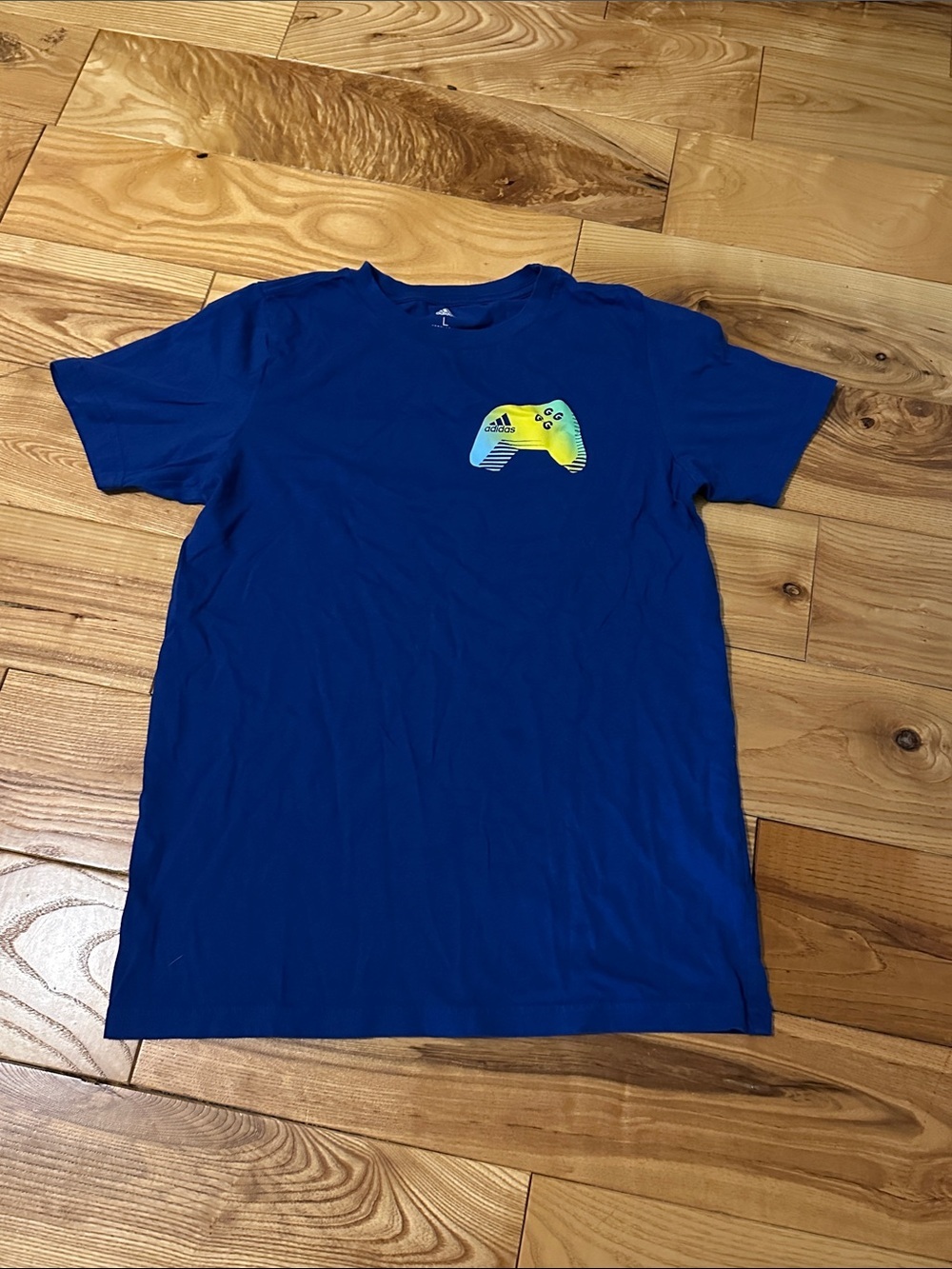 adidas Royal Blue Tee with Neon Controller Graphic, Large (14/16)